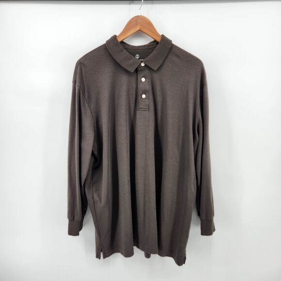 Lands' End Men's XL Polo Long Sleeve Tailored Fit 100% Supima Cotton Green - Picture 1 of 6